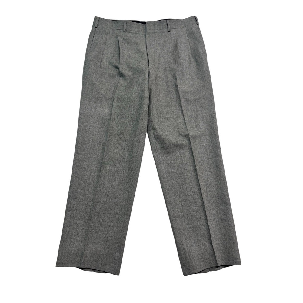 vtg Gray 36x30 Soft Tweed Flannel Wool Dress Pants Trousers Pleated Wool Bespoke
